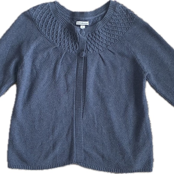 Blue Cardigan Sweater with Round Neckline and Long Sleeves - Picture 1 of 4